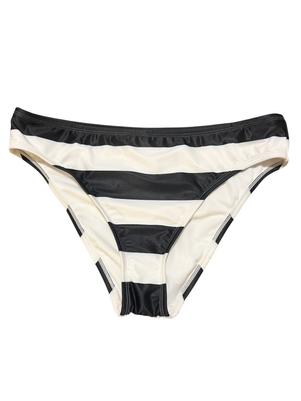 NWT- Time and Tru Black and Cream Striped Bikini Bottom - Women Swim